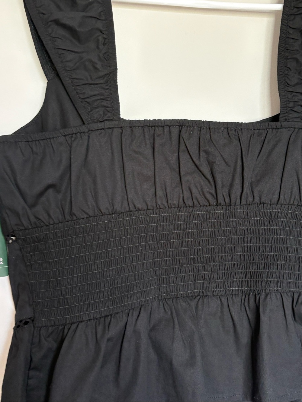 NWT Wild Fable Black Peplum Tank Top Medium M Crochet Cutout Smocked Square Neck - Picture 7 of 10